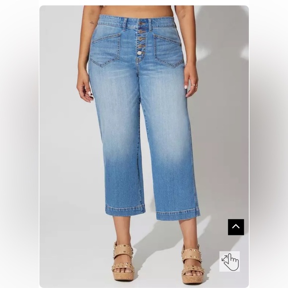 Torrid Crop Wide Leg Vintage Stretch Mid-rise Jean - Picture 2 of 13
